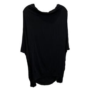 Red 23 Women's Long Sleeve Shirt Hi-Low Black Leather Dolman Sleeve Cotton Sz XS